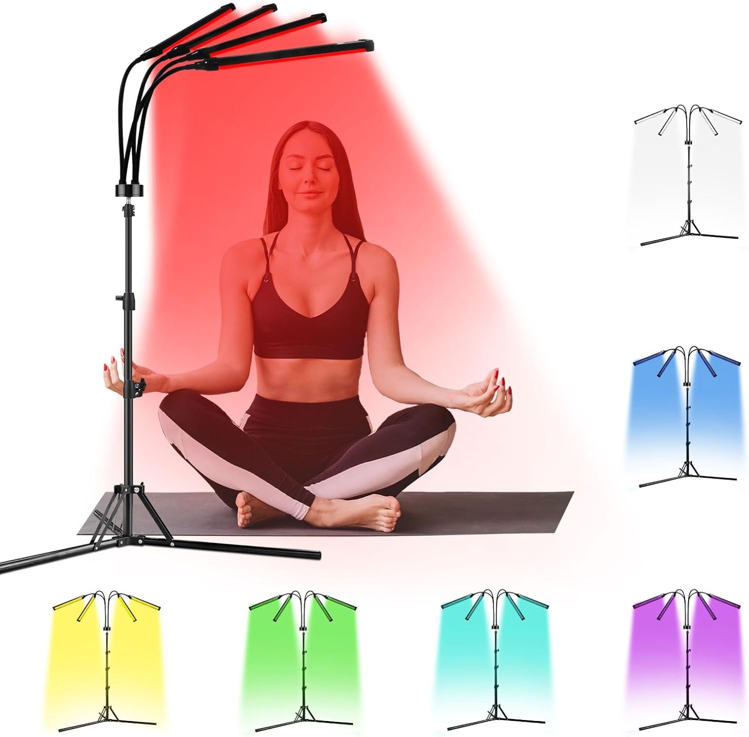 Red Light Therapy for Body, 7 Colors LED Red Light Therapy Lamp with Stand for Face, Knee, Back