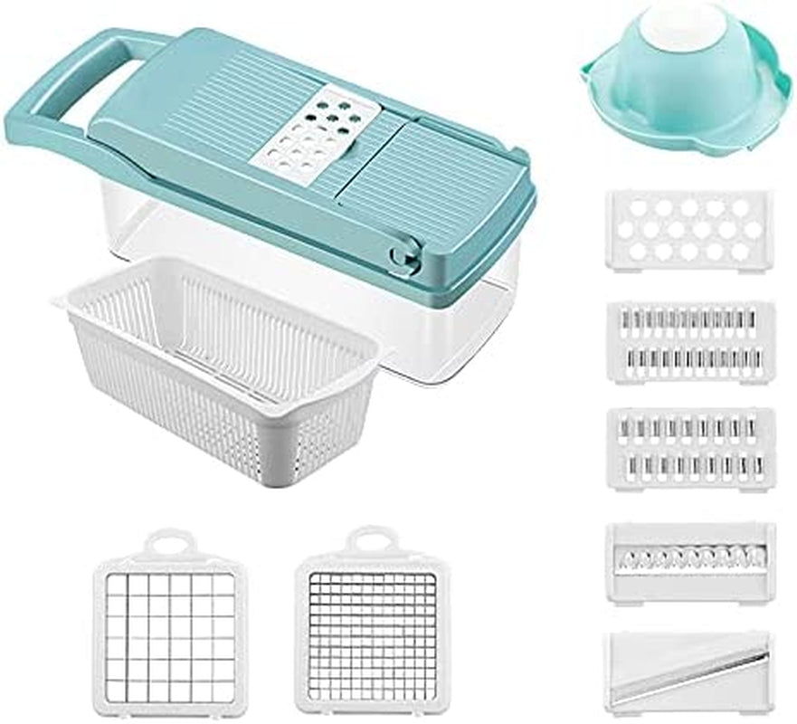 NC Vegetable Chopper Onion Dicer, Egg Separator Slicer, Cutter, with Container Cutter (Blue)