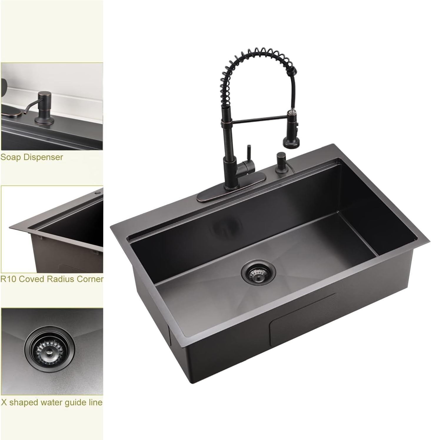 28 Inch Drop in Kitchen Sink Workstation with Accessories - 28X22 Inch Topmount Single Bowl 16 Gauge Stainless Steel Kitchen Sink Drop in with Cutting Board